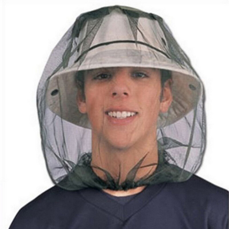 Máscara facial para la cabeza al aire libre, sombrero, cubierta de red antimosquitos, gorra de malla transpirable para viajes, gorras de pesca
