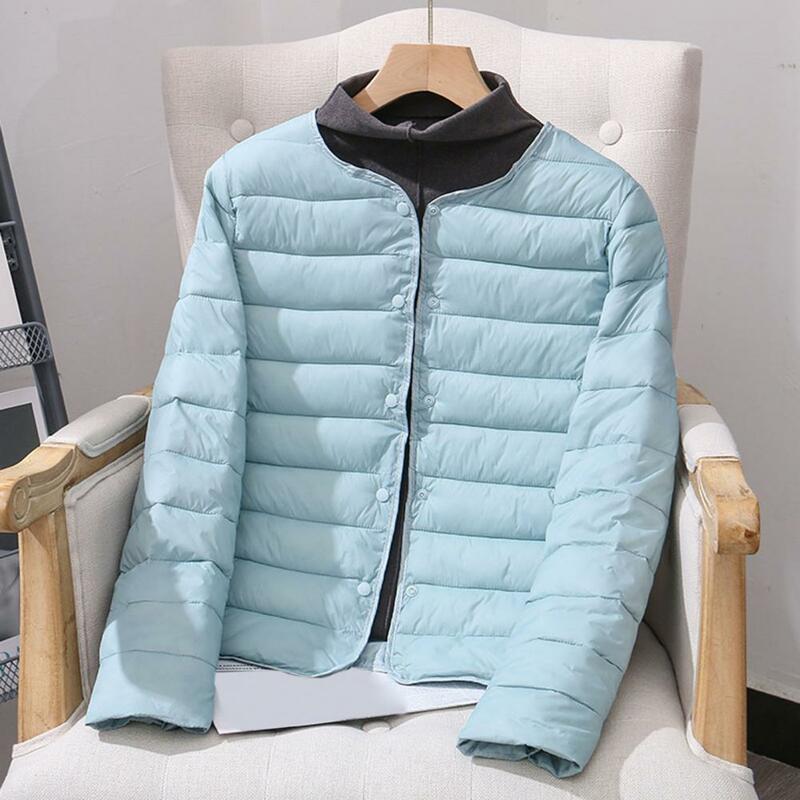 Lightweight Cotton Jacket Stylish Women's Winter Cotton Jacket with Padded Long Sleeve Cardigan Single-breasted Design for Soft
