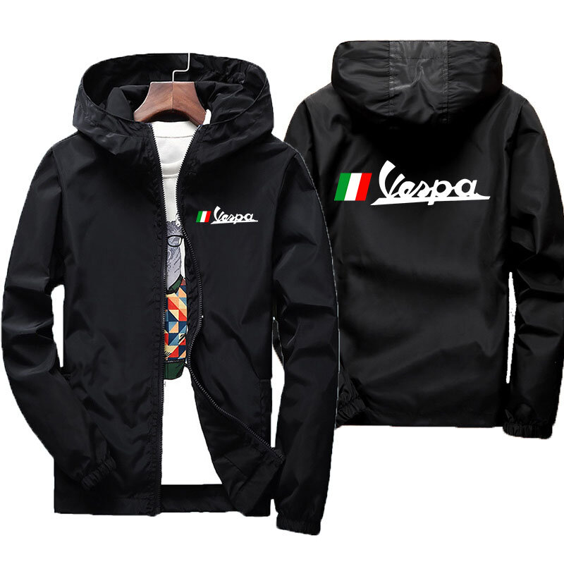 2024 Summer Vespa Battery Car LogoNew Bomber Casual Men's Fashion Outdoor Zipper Ultrathin Sports Clothing For Sun Protection