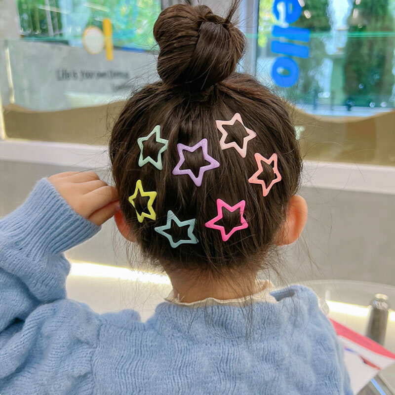 10 Stks/set Leuke Kleurrijke Ster Waterdrop Shape Hair Clips Voor Meisjes Kinderen Mooie Haar Versieren Haarspelden Kids Haaraccessoires