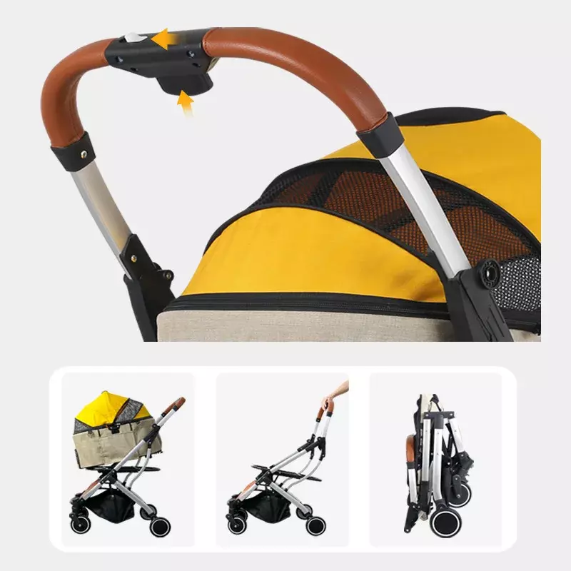 Detachable Pet Stroller Lightweight and Breathable Pet Carrier Aluminum Trolley Portable Dogs Buggy Strollers for Dogs