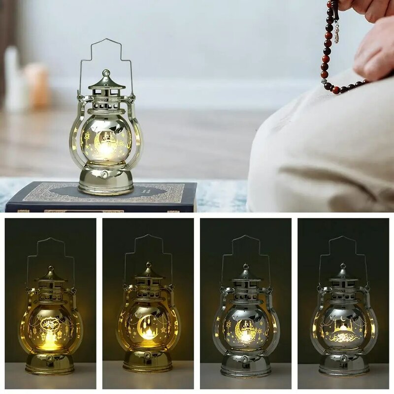 Lámpara Led portátil de Ramadán, faroles de vela electrónicos, iluminación musulmana Mubarak, decoración Eid, adornos de Ramadán islámicos Z7b2