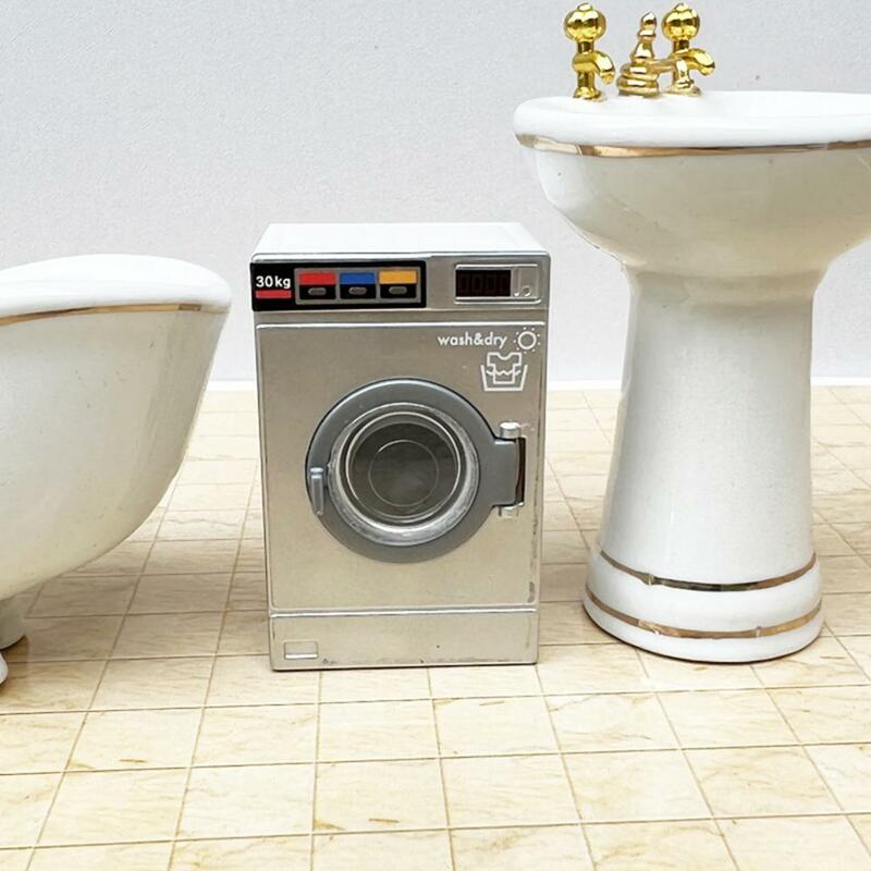 ドールハウス-マイクロ風景用の引き出し式おもちゃ,高いシミュレーションabs,1:12ミニ洗濯機モデル,プレイハウス