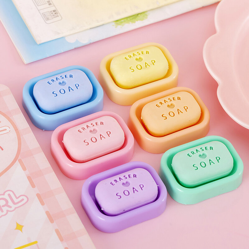Cute Soap Erasers Student Stationery Girls Candy Color Rubber Cute School Supplies Mini Pencil Eraser Teacher Gift