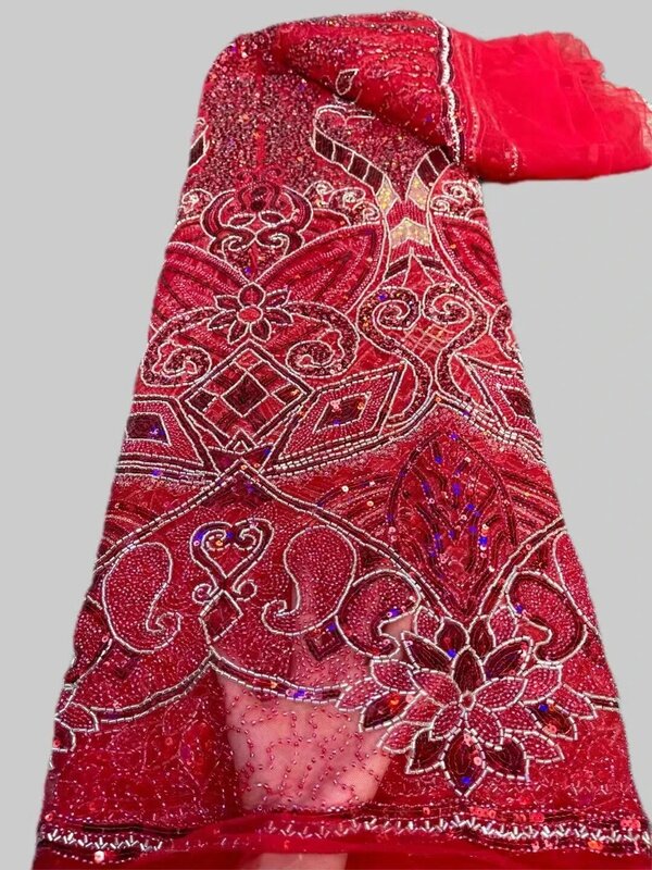 2024 Najnowsza afrykańska koronka z cekinami Wysokiej jakości haft 3D Francuskie koraliki kwiatowe Nigeryjska koronka siatkowa na suknię ślubną