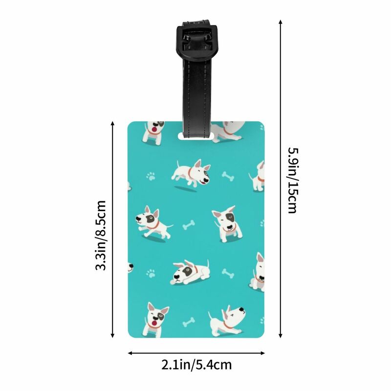 Label bagasi anak anjing kustom Bull Terrier tag bagasi anjing hewan sesuai pesanan penutup privasi Label ID