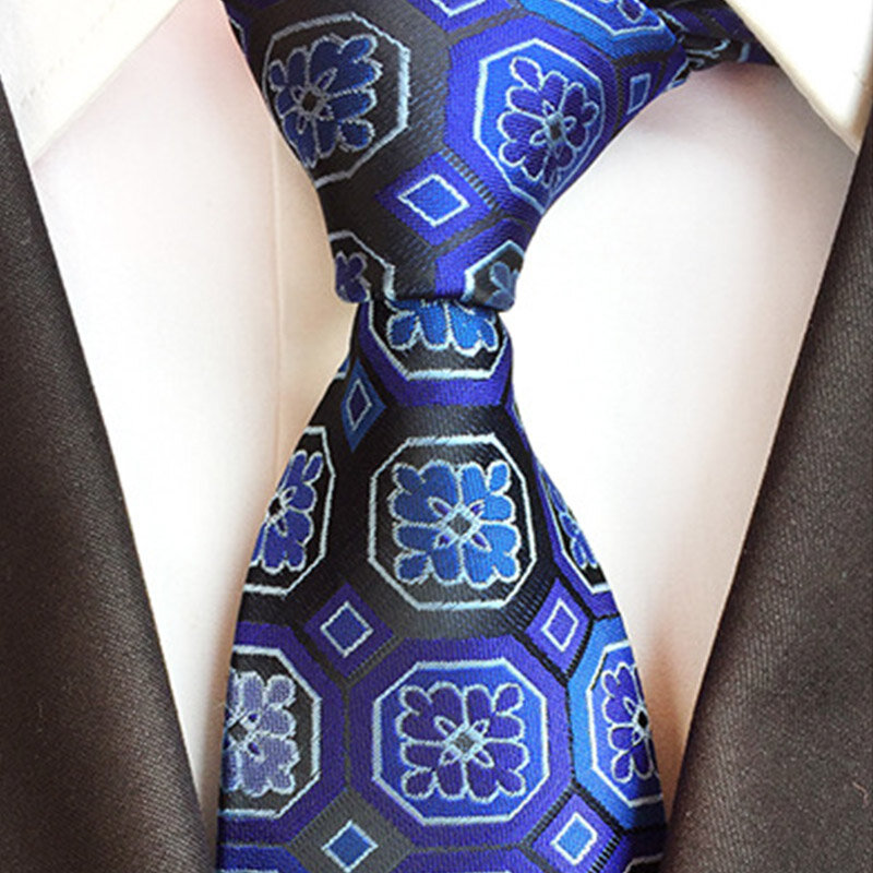 Gravata de poliéster flor grande masculina, gravata versátil, 8cm, banquete de negócios jovens, alta qualidade, moda diária, profissional, novo, 2024