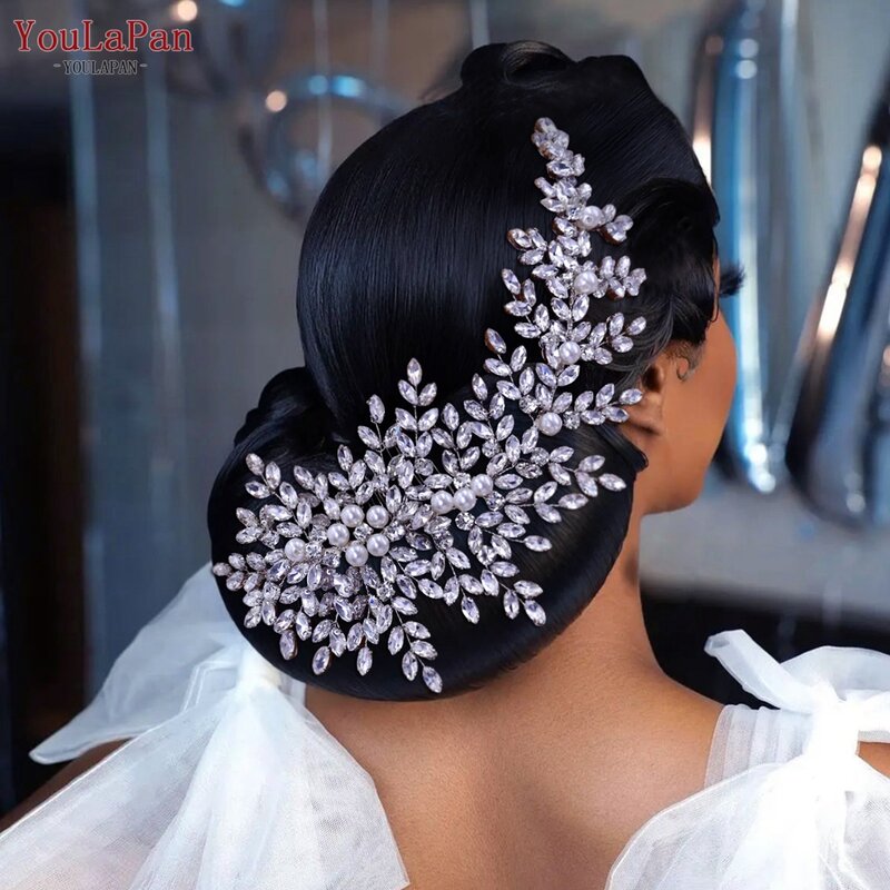 Topqueen hp434 prata nupcial bandana casamento acessórios para o cabelo strass pérolas nupcial headpiece ornamento de cabelo feminino