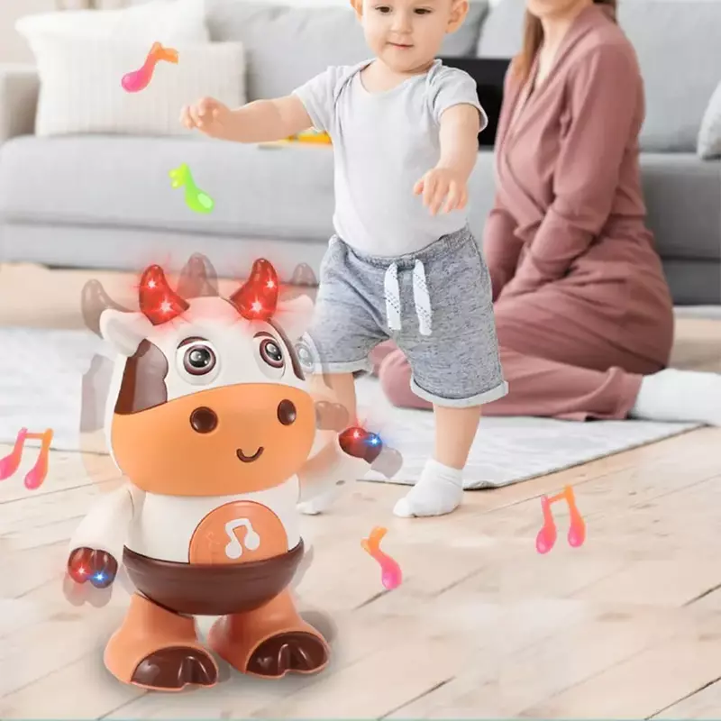Jouets musicaux de vache pour bébé, jouet d'apprentissage althpour bébé, lumières LED et musique, batterie non incluse