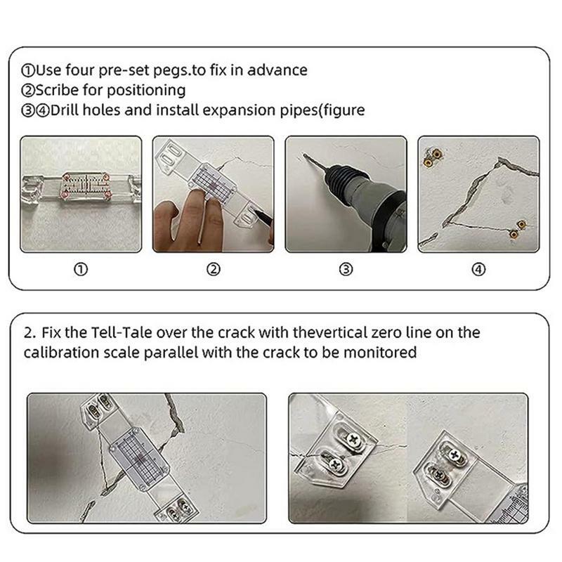 Portable Crack Monitor Plastic Easy-to-read Measurement Grid Concrete Crack Monitoring Record Standard Tell-Tale Crack Monitors