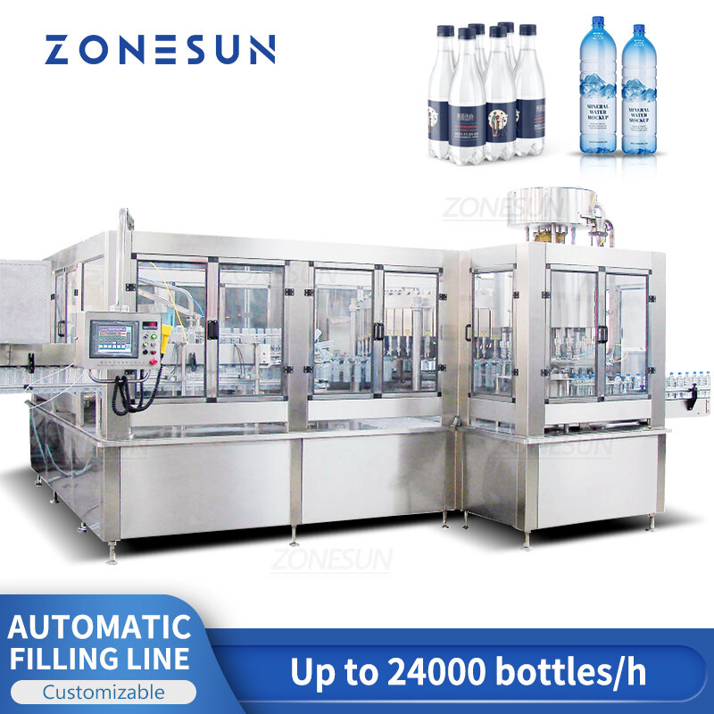 Linha de produção em massa da fabricação da bebida da bebida da água mineral sistema de enchimento completo-automático da garrafa do animal de estimação de zonesun ZS-AFM 24000bph