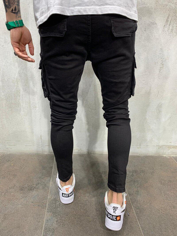 Skinny Stretchy Ripped Jeans para homens, calças lápis, calças hip hop, moletom jeans, slim fit, jogger elegante, alta qualidade