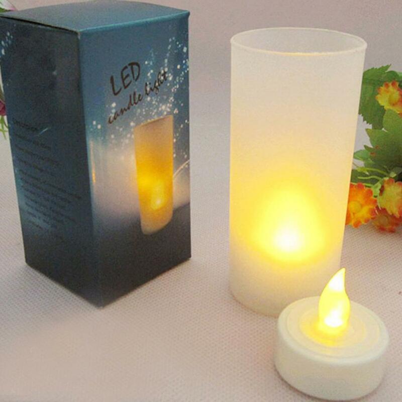 Lampu lilin elektronik tanpa api LED, dapat diisi ulang dengan gelas plastik untuk Hari Valentine, lilin Dekorasi Rumah