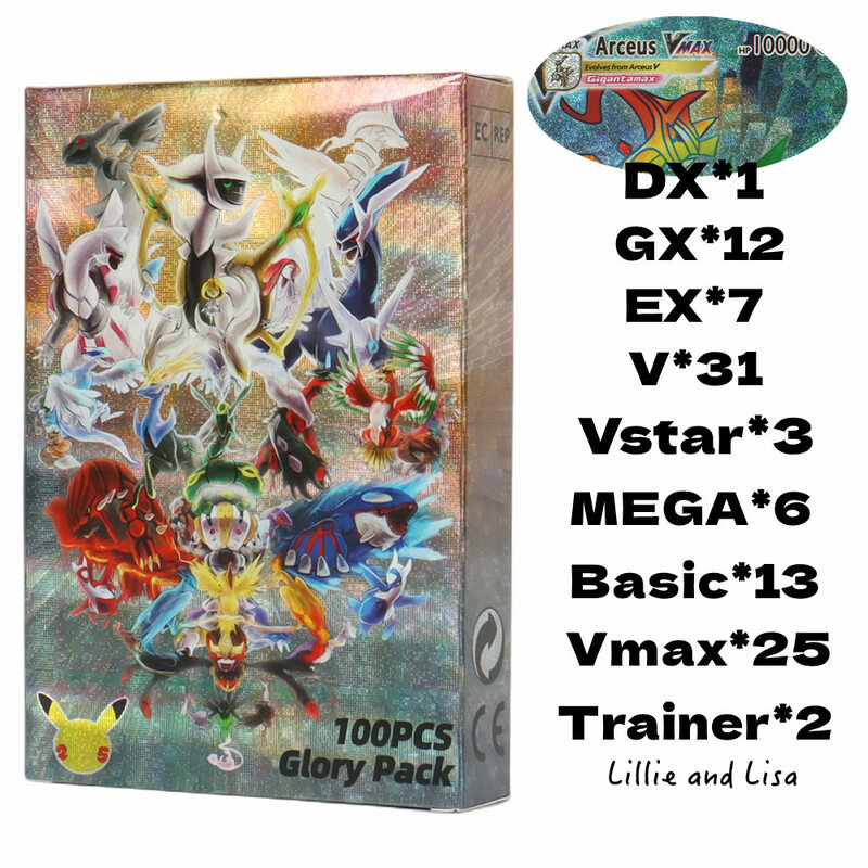 Dot Flash The Best Pokemon Cards Proxy Glory Pack Vmax Vstar GX Mega Ultra Rare Rainbow Arceus DIY Charizard Kids Shiny Gift