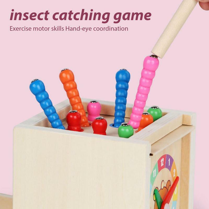 6-in-1 Wooden Montessori Toy for Kids Multifunctional Educational Learning Toys Includes Coin Box,Carrot Harvest Game and Stick