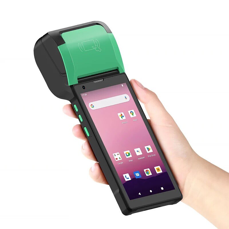 Pemindai CM60 genggam 6 inci 4G NFC WIFI, pemindai PDA 2d genggam untuk industri Android 12.0 dengan Printer 58mm dalam