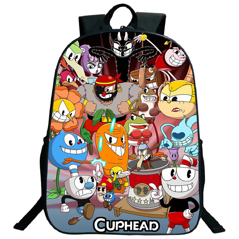 Grande capacidade Cuphead Print mochila para meninos e meninas, estudante Cosplay Schoolbag, sacos de viagem, softback escola sacos, laptop Bookbag