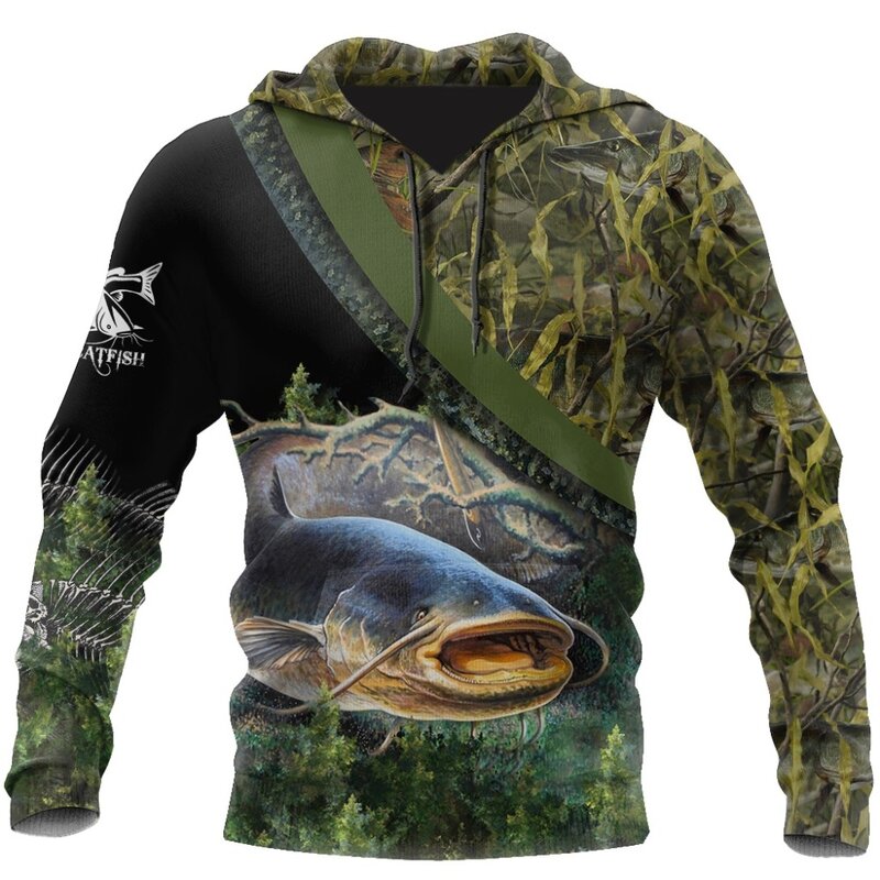 Sudadera con capucha para Hombre y mujer, suéter Unisex con estampado 3D de pesca, estilo Hip Hop, informal, ropa de calle para otoño