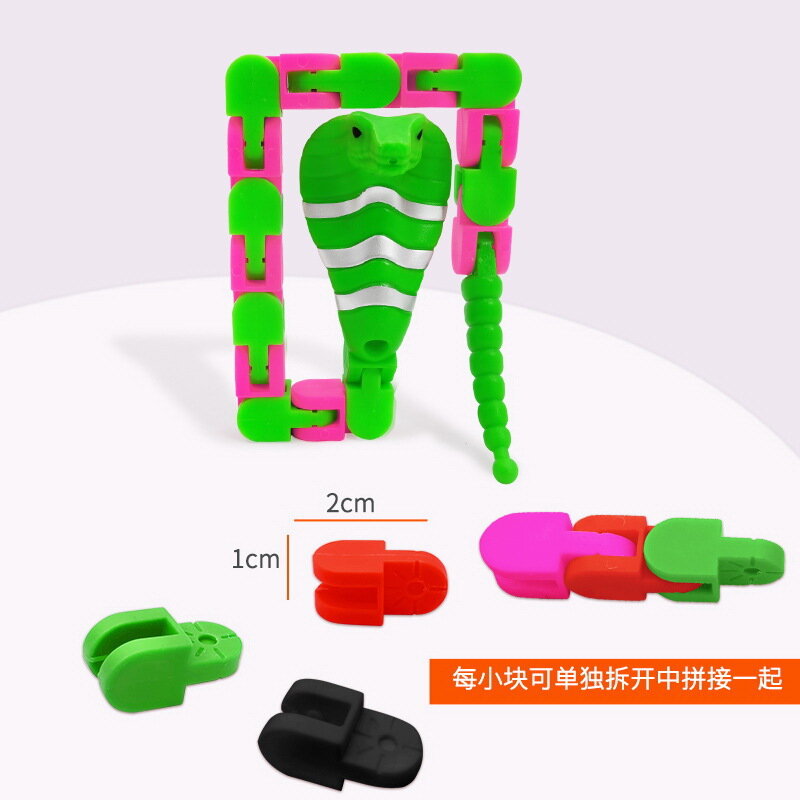 스트레스 방지 장난감 가변 팔찌 뱀 감압 체인 가변 접이식 재미있는 어린이 선물 장난감, 색상 랜덤 J141, 3 개