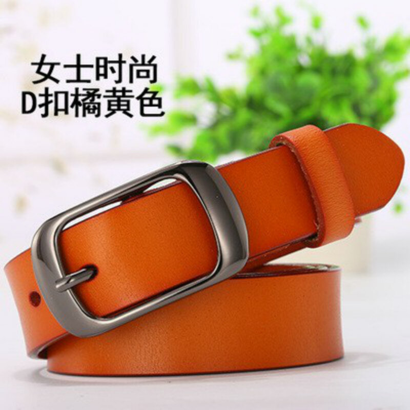 2023 100-120cm Women Genuine Leather Belt Pure Color Black Brown Wine Red Belts Top Quality Jeans Casual All Match Pin Buckle