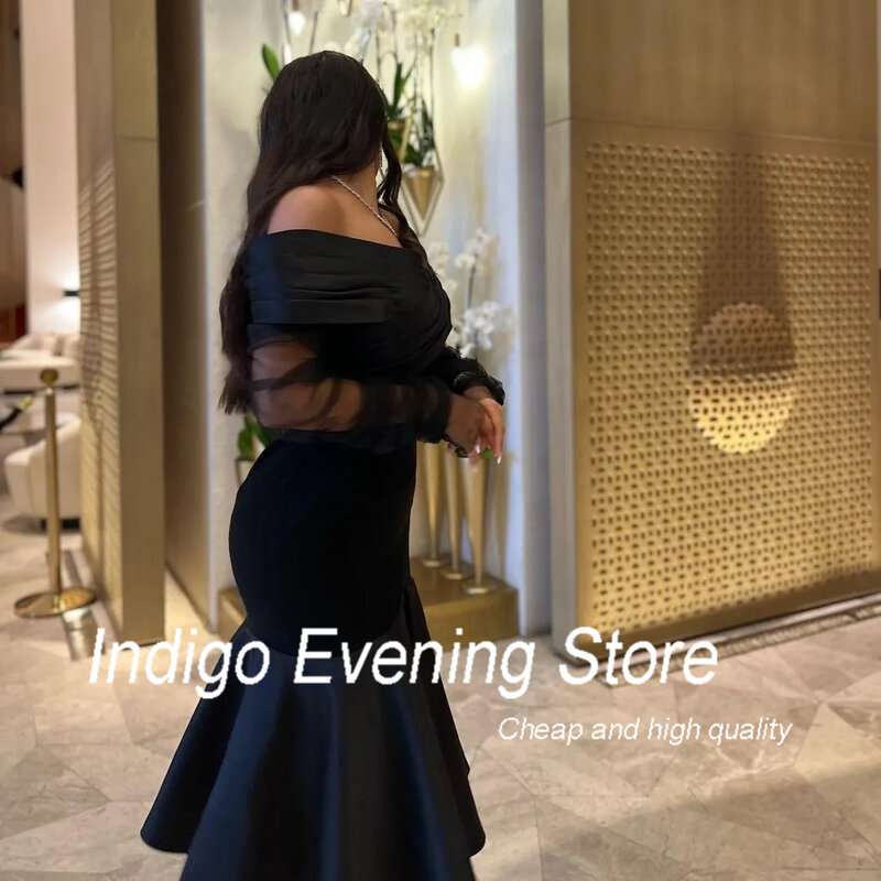 Indigo Abendkleider schulter frei knielanges formelles Elgant Party kleid für Frauen 2024 Vestidos de Noche Saudi-Arabien
