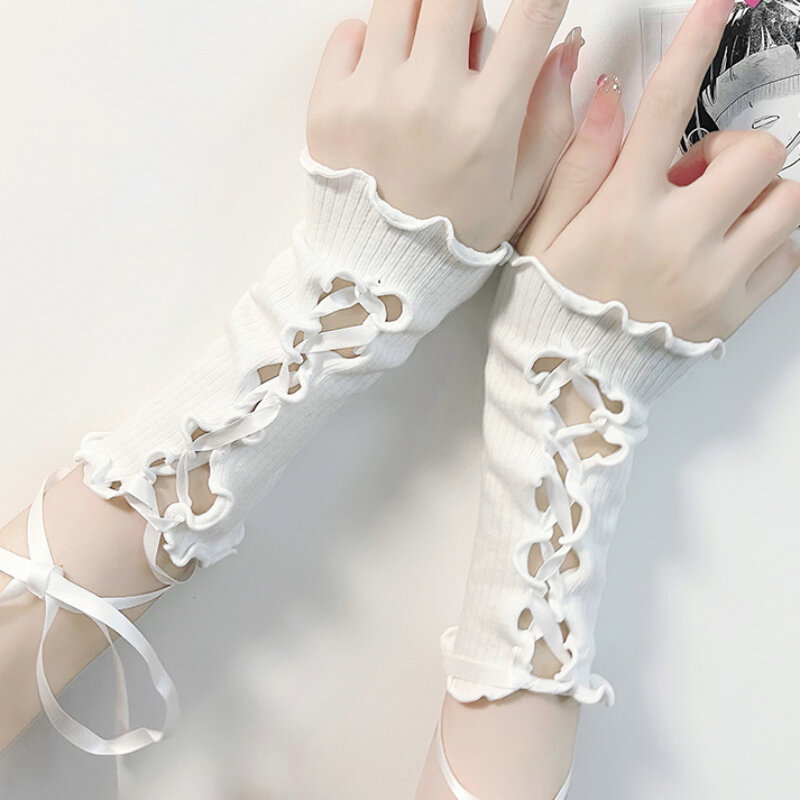 Y2k kurze finger lose Fäustlinge weibliche Anime Handschuhe Frauen gestrickte Handschuhe Arm stulpen japanische Goth Knöchel Handgelenk Ärmel Harajuku