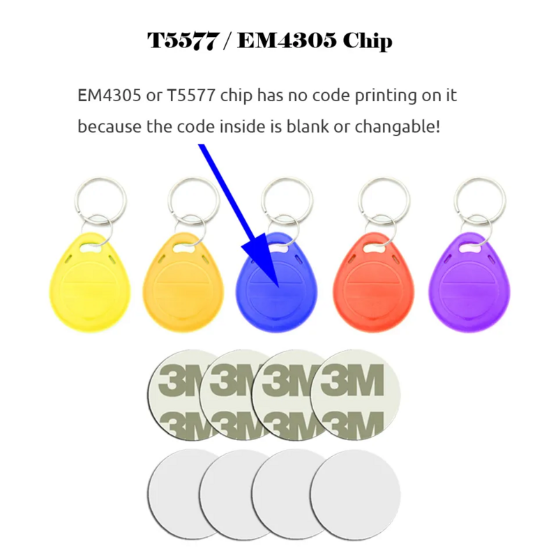 Porte-clés vierge avec puce Ring Coin Cards, copie réinscriptible, réécriture et duextrêmes, 125 kHz, EM4305, T5577, 125 KHz, RFID, 12 pièces
