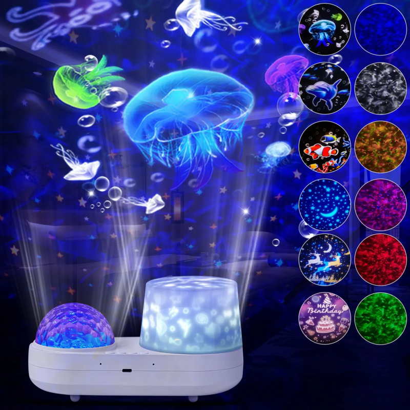LED Starry Sky Ocean Projector Night Light 360 Degree Rotation Projection Lamp For Home Bedroom Decoration Lighting Kids Gift