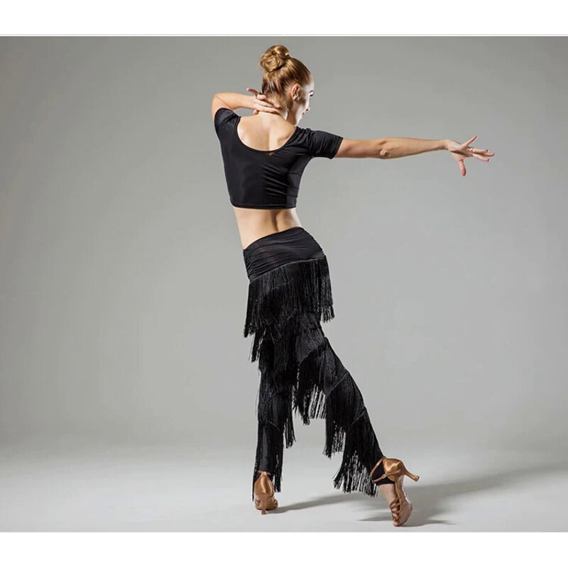 Damskie spodnie taniec nowoczesny spódnica dla dorosłych spodnie z frędzlami taniec Latin nowe frędzle spodnie Latin taniec towarzyski Tango spodnie wizytowe