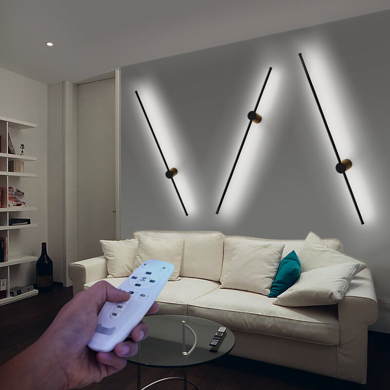 Lámpara LED de pared para interiores, candelabro de atenuación, moderno, largo, accesorio de iluminación con rotación de 350 °, Luminaria AC85-260V