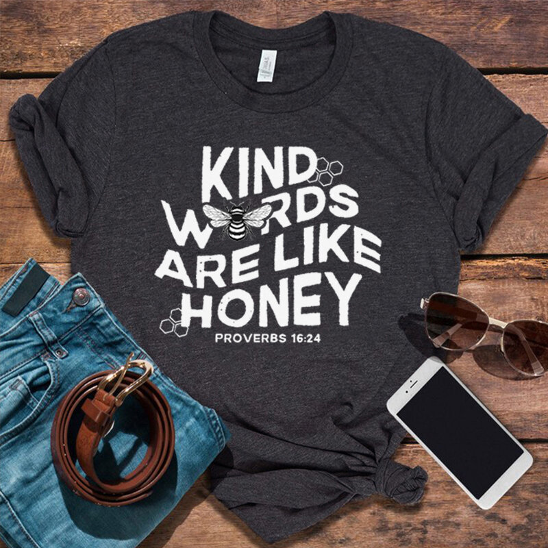 Kind Words T-shirts Goth Retro Christian Women Clothing Vintage Bible Tops Aesthetic Clothes Christian T Shirts