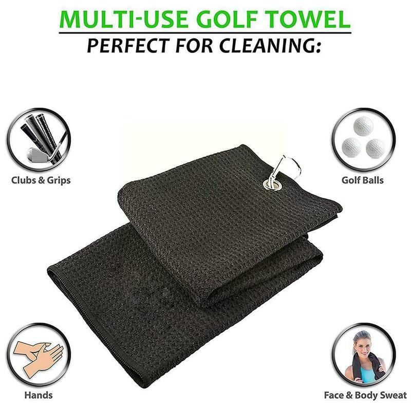 Golfy ręcznik wafel bawełniany z karabińczykiem do czyszczenia ręczników piłeczki hak pałki ręcznik golfowy mikrofibra ręce D5O2