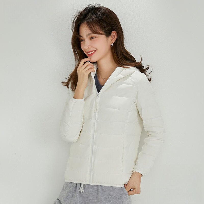 Mantel bertudung Ultralight untuk wanita 2023 musim gugur musim dingin 90% jaket bulu angsa putih hangat tahan angin jaket Puffer portabel wanita