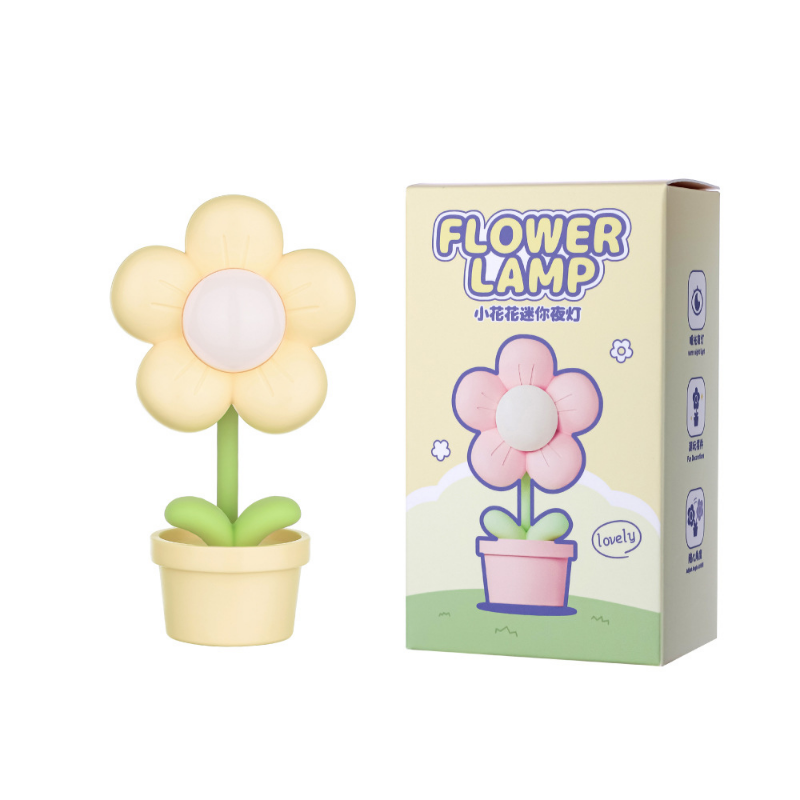 Mini LED Flower Night Light Cute Small Table Lamp Desktop Ornament Bedside Bedroom Ambient Lights Children Toy Kids Holiday Gift