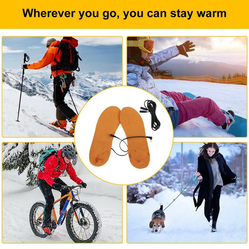 겨울 야외 스포츠용 충전식 온열 깔창 발 워머, 충전식 온열 신발 인서트, 절단 가능한 전기 난방