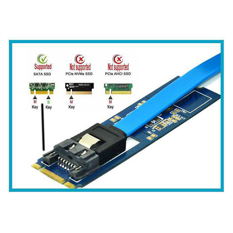 M.2 NGFF SATA SSD para cartão adaptador SATA, adaptador converter cartão, 7Pin, Suporte 2242, 2260, 2280 Placa Principal, B-M Key