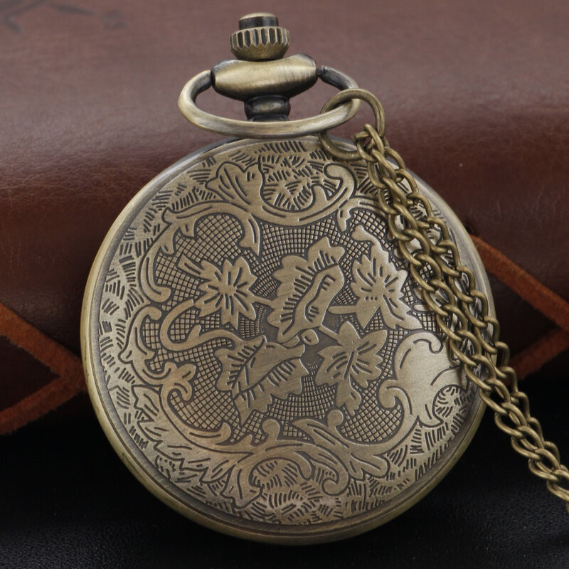 Bronze Steam Punk Quartz Pocket Watch Hollow Time Gear Fob Chain Watch Pendant Necklace Gift Men's Children's Gift