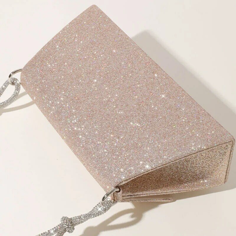 Damskie diamentowe wzór z kokardką kopertówki moda Rhinestone cekiny wieczorowa impreza listonoszka torebka damska torebka z łańcuszkiem na ramię