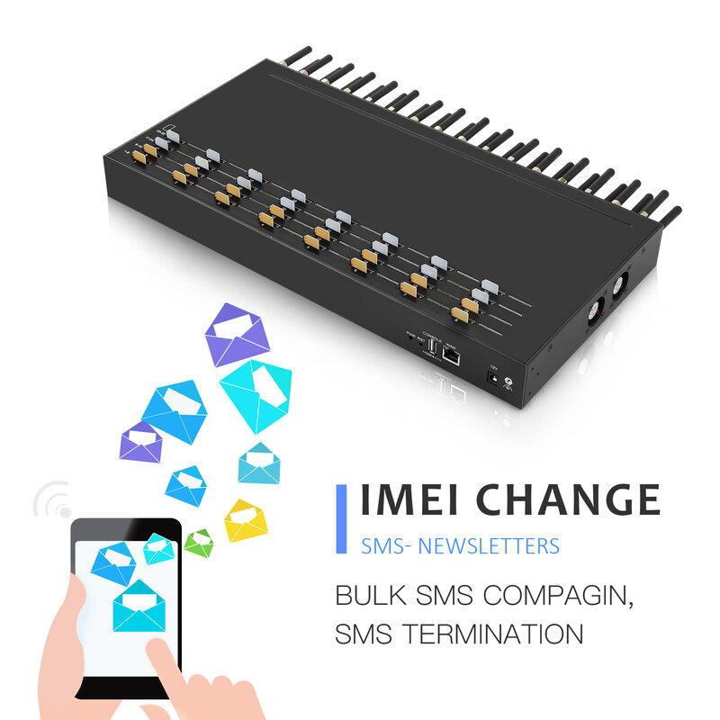Low cost Lte Quectel Cheaper Sms Gateway SK32-32 4G Gsm Sms Modem Multi Slot Modem 32 Ports 32 Sims Change IMEI At Command SMS