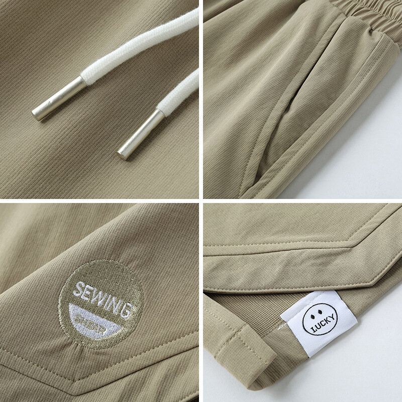 2024 lato nowy Casual Cargo szorty w jednolitym kolorze odzież męska luźny sznurek męskie spodnie AZ841-1