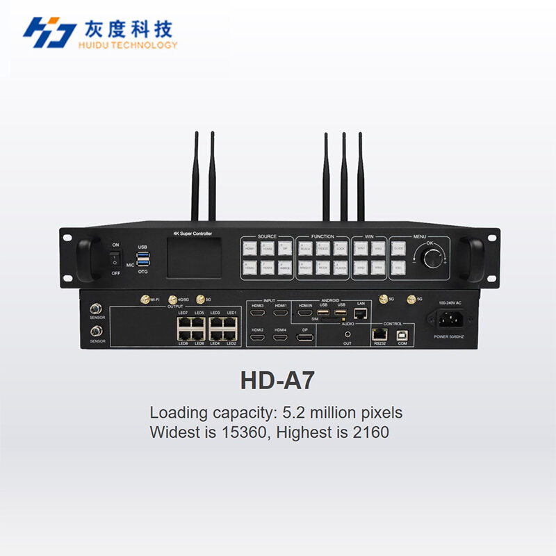 HUIDU HD-A7 LED Full Color Screen Player Video Processor 5.2 Million Pixels Support Intelligent Voice Control