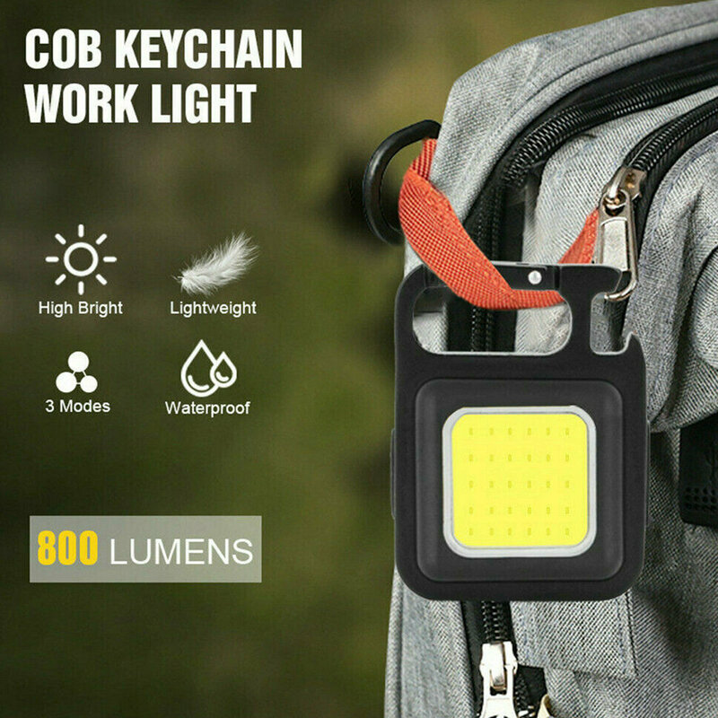 Mini lanterna led 500 magnético usb recarregável brilhante portátil chaveiro com 4 modos de luz dobrável suporte abridor de garrafa