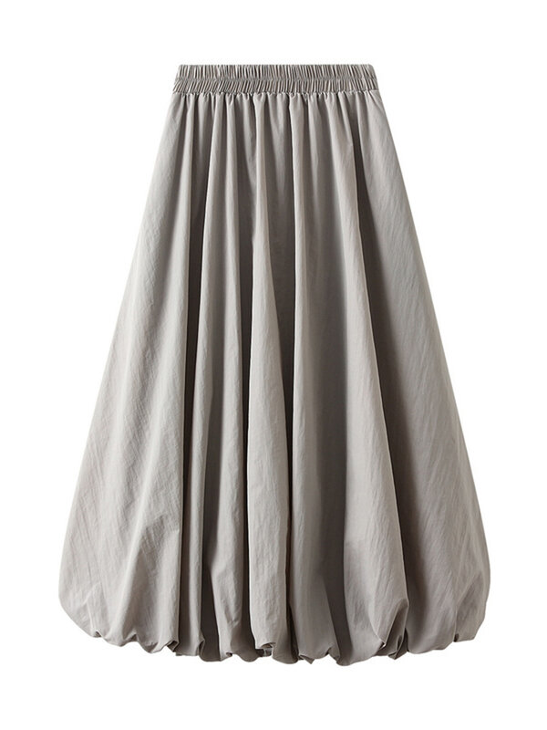 LANMREM модная однотонная трапециевидная юбка для женщин средней длины с эластичной высокой талией юбки универсальная 2024 Весенняя новая одежда 2AA5057
