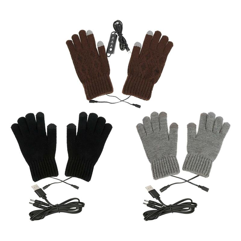 USB Heated Knitting Gloves para homens e mulheres, Hands Warmer, Presente do inverno