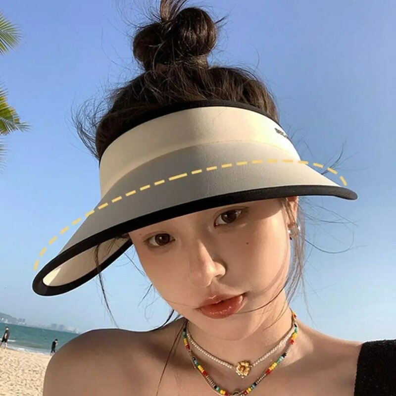 Ice Silk Sunscreen Empty Top Cap Foldable UV Protection Beach Cap Women Visor Cap Women Sun Hat Visor Summer Sun Hat Holiday