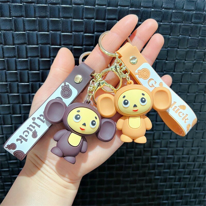 Creative Cute Soft Latex Monkey Doll Toy Keychain Cosplay Movie Cheburashka Trend Animal Widget Keyring Pendant Festival Gift