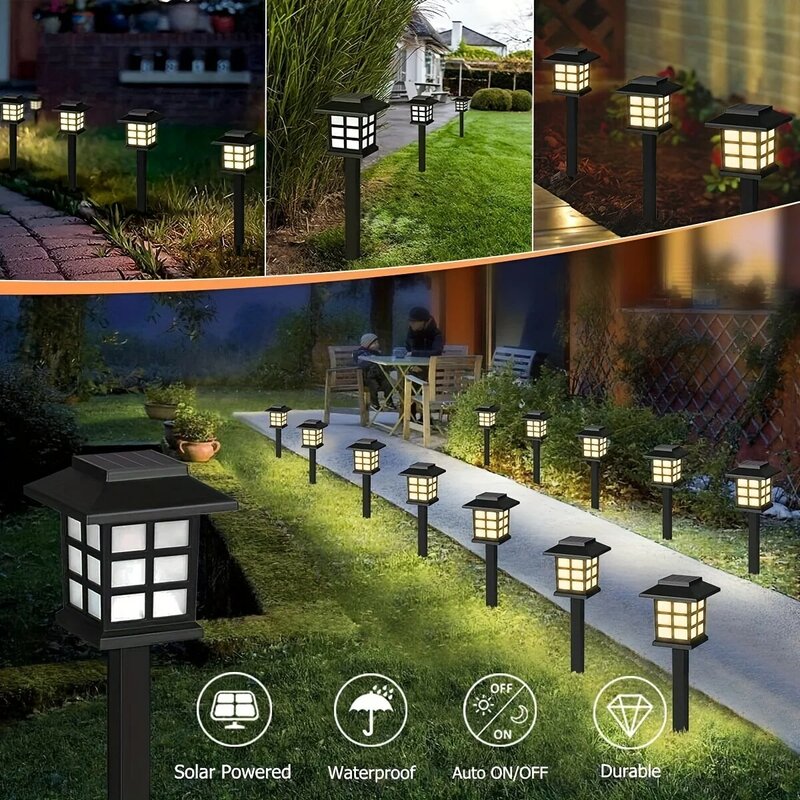 2pcs Outdoor Solar Garden Lights Waterproof House LED Pathway Light Sensor Solar Landscape Lights For Yard Patio Walkway Garden
