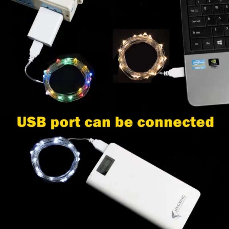 Светодиодная USB-гирлянда, длина 1/2/3/5 м