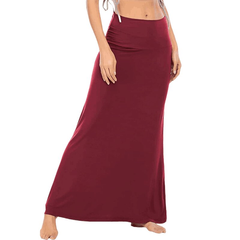 Falda elástica fruncida de cintura alta para mujer, Vestido largo informal de verano, elegante, holgado, color liso, para uso diario, 2024