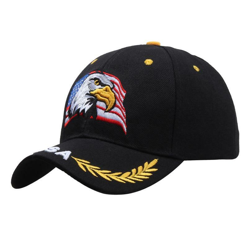 남녀공용 국기 야구 모자, 조정 가능한 야구 골프 모자, 야외 스포츠 모자, 독수리 및 국기 오리 혀 모자